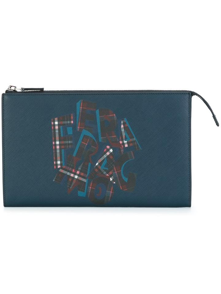 Salvatore Ferragamo Logo Print Clutch
