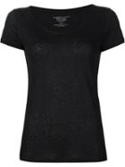 Majestic Filatures Crew Neck T-shirt, Women's, Size: 4, Black, Linen/flax/spandex/elastane