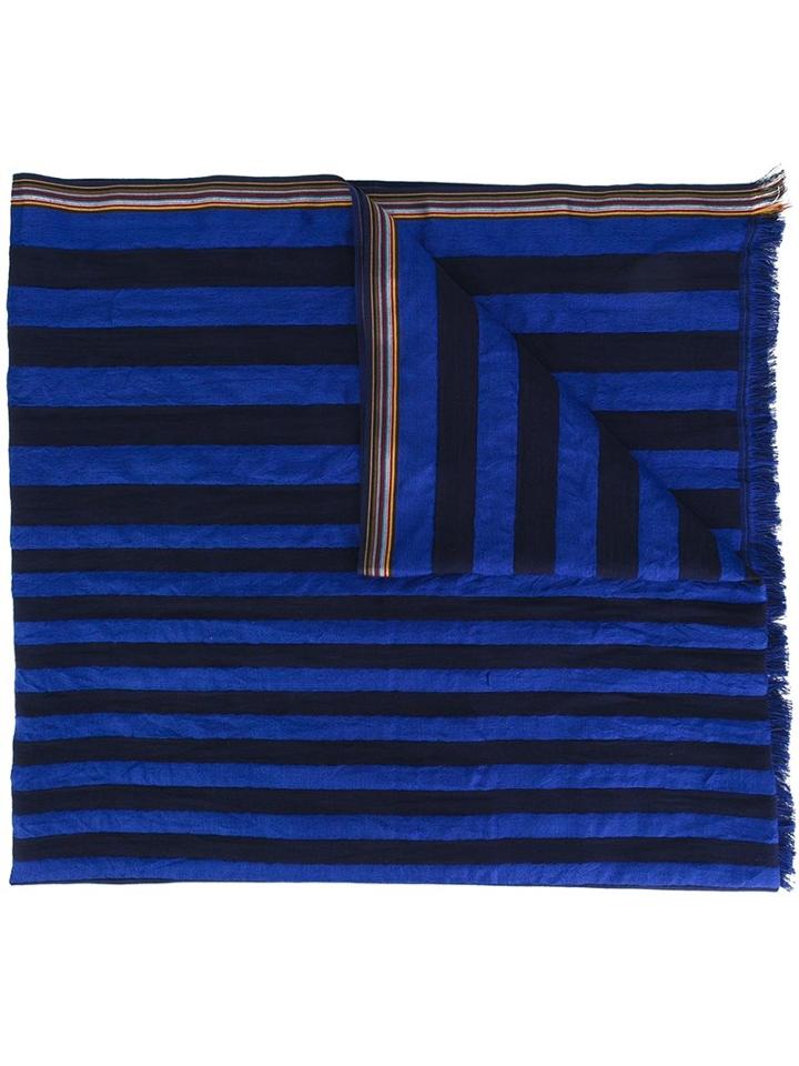 Ps By Paul Smith Striped Scarf, Men's, Blue, Silk/cotton