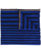 Ps By Paul Smith Striped Scarf, Men's, Blue, Silk/cotton