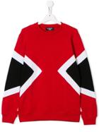 Neil Barrett Kids Geometric Panel Sweatshirt - Red