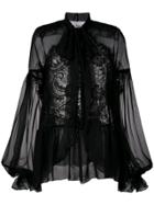 Givenchy Sheer Long-sleeve Blouse - Black