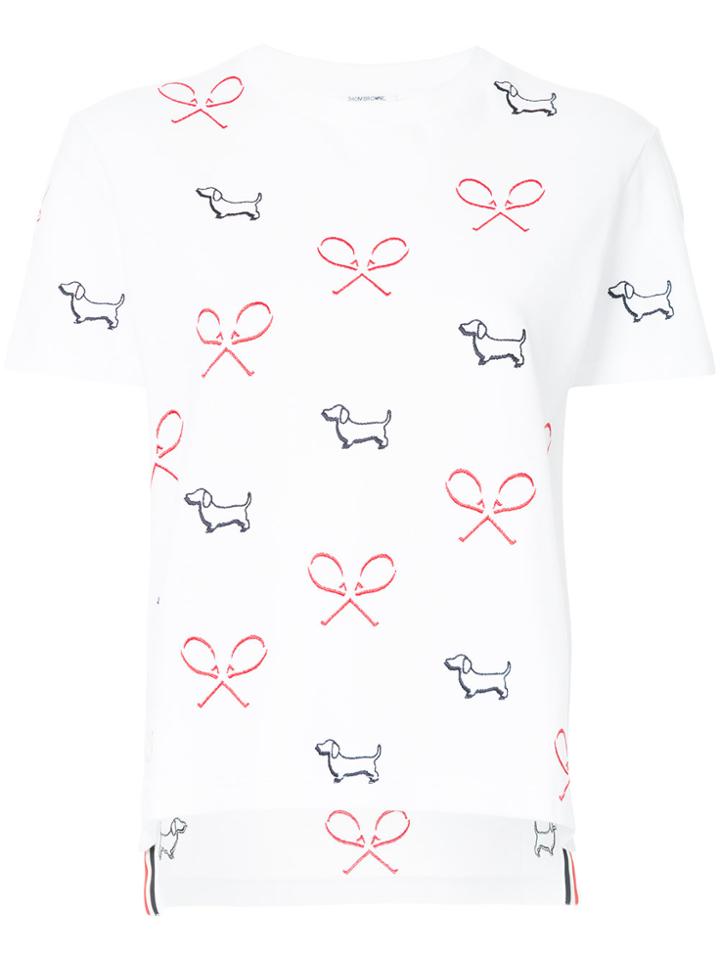 Thom Browne Short Sleeve Tee In Classic Pique With Allover Multicolor