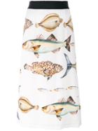 Dolce & Gabbana - Fish Print Skirt - Women - Silk/spandex/elastane/viscose - 40, Women's, White, Silk/spandex/elastane/viscose