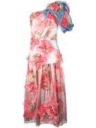 Peter Pilotto One Shoulder Floral Embroidered Dress - Pink