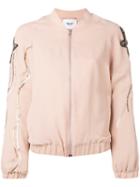 Blugirl Sequin Embroidery Sleeve Bomber Jacket, Women's, Size: 42, Pink/purple, Polyester