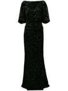 Talbot Runhof Long Velvet Dress - Black