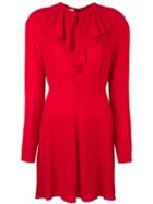 Giamba Ruffle Detail Dress, Women's, Size: 42, Red, Polyester/viscose