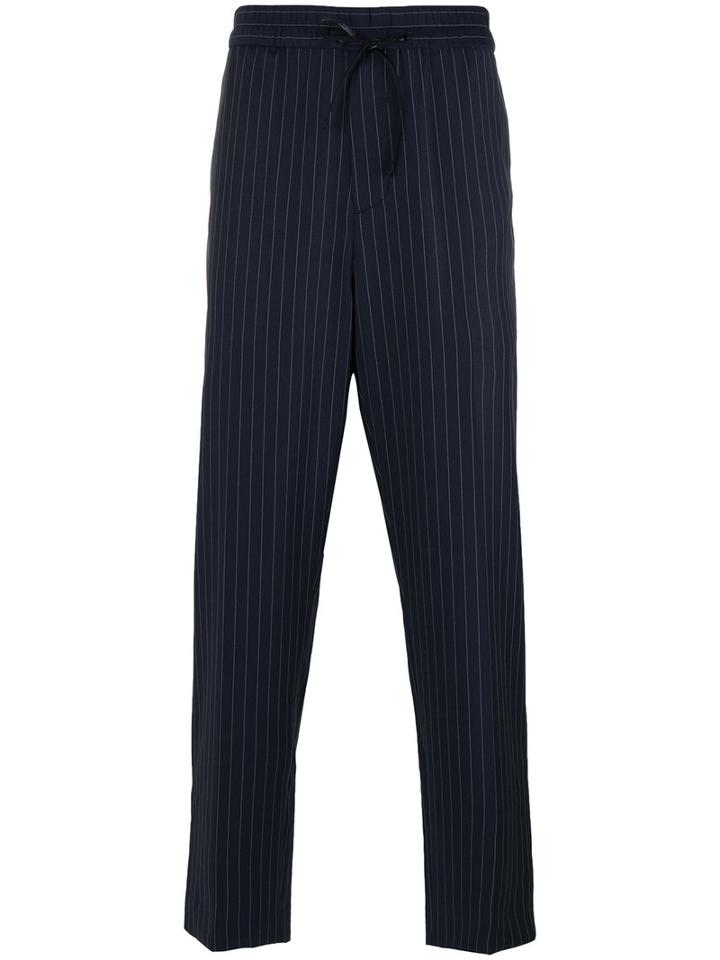 3.1 Phillip Lim Pinstriped Track Pants, Men's, Size: Small, Black, Wool