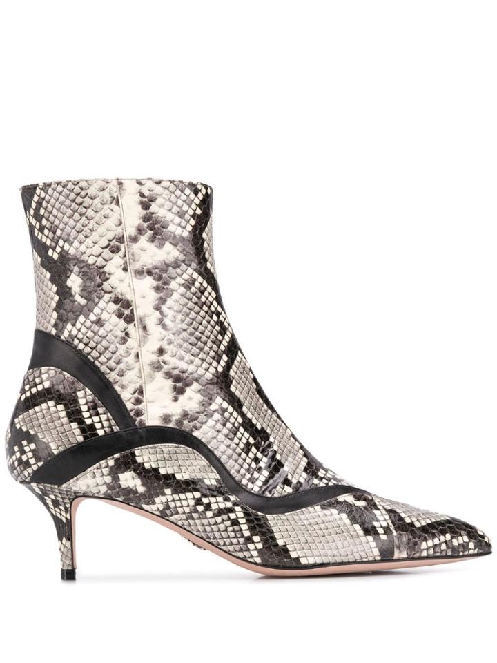 Paula Cademartori Snakeskin Effect Booties - Neutrals