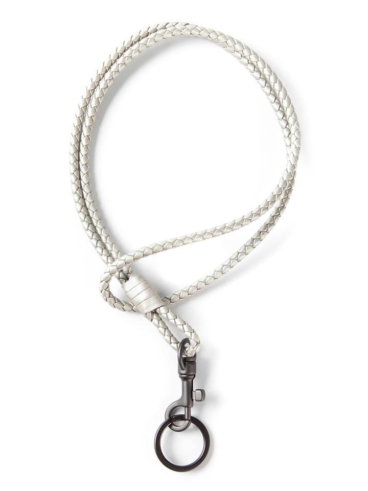 Bottega Veneta Intrecciato Lanyard, Adult Unisex, Grey, Lamb Skin