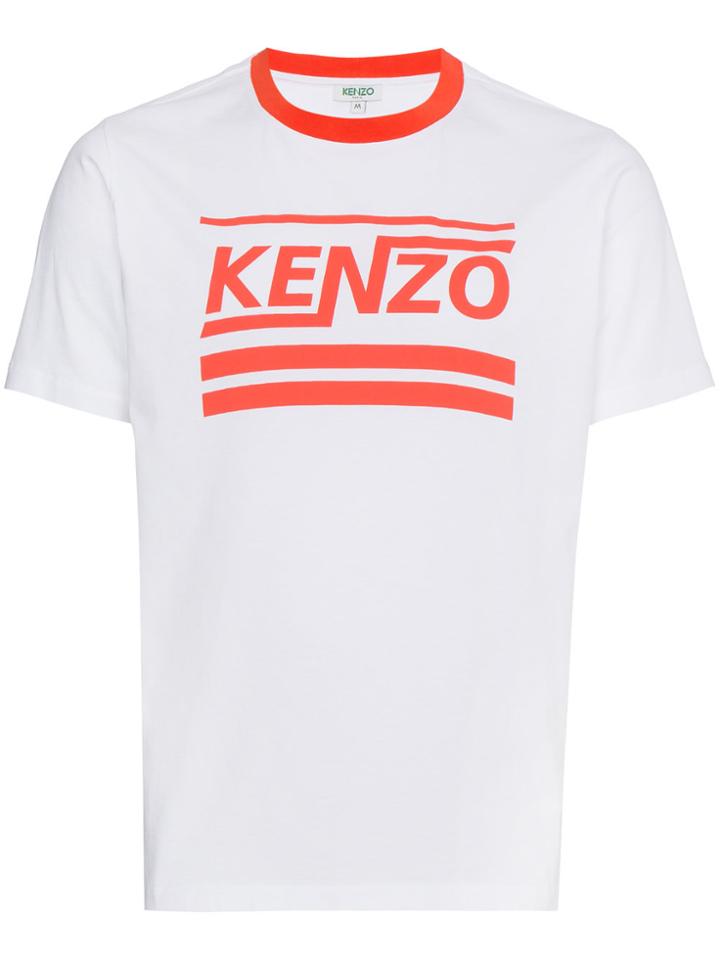 Kenzo Striped Logo T Shirt - White