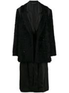 Comme Des Garçons Homme Plus Faux Fur Layered Coat - Black