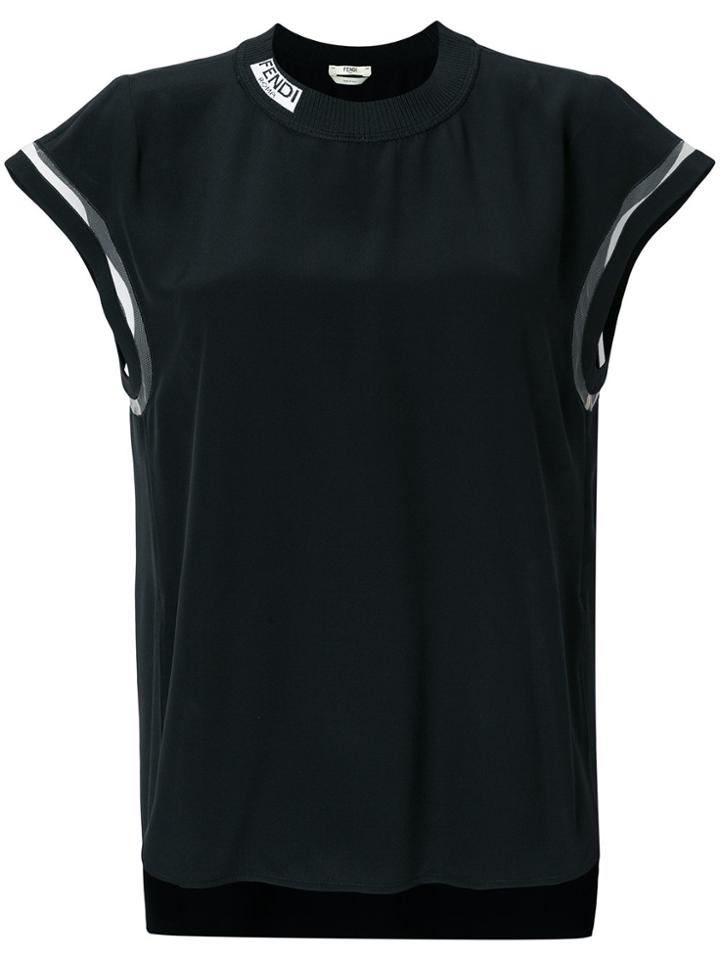 Fendi Branded Collar T-shirt - Black