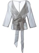 Armani Collezioni Belted Wrap Jacket, Women's, Size: 50, Grey, Silk