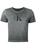 Calvin Klein Jeans - Washed Out Logo T-shirt - Women - Cotton - M, Grey, Cotton
