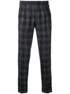 Pt01 Cropped Checked Trousers - Grey