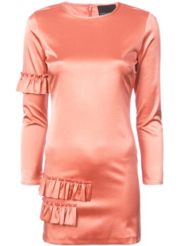 Cynthia Rowley Aeris Satin Ruffle Mini Dress - Pink & Purple