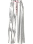 Nude Striped Wide Leg Trousers - White