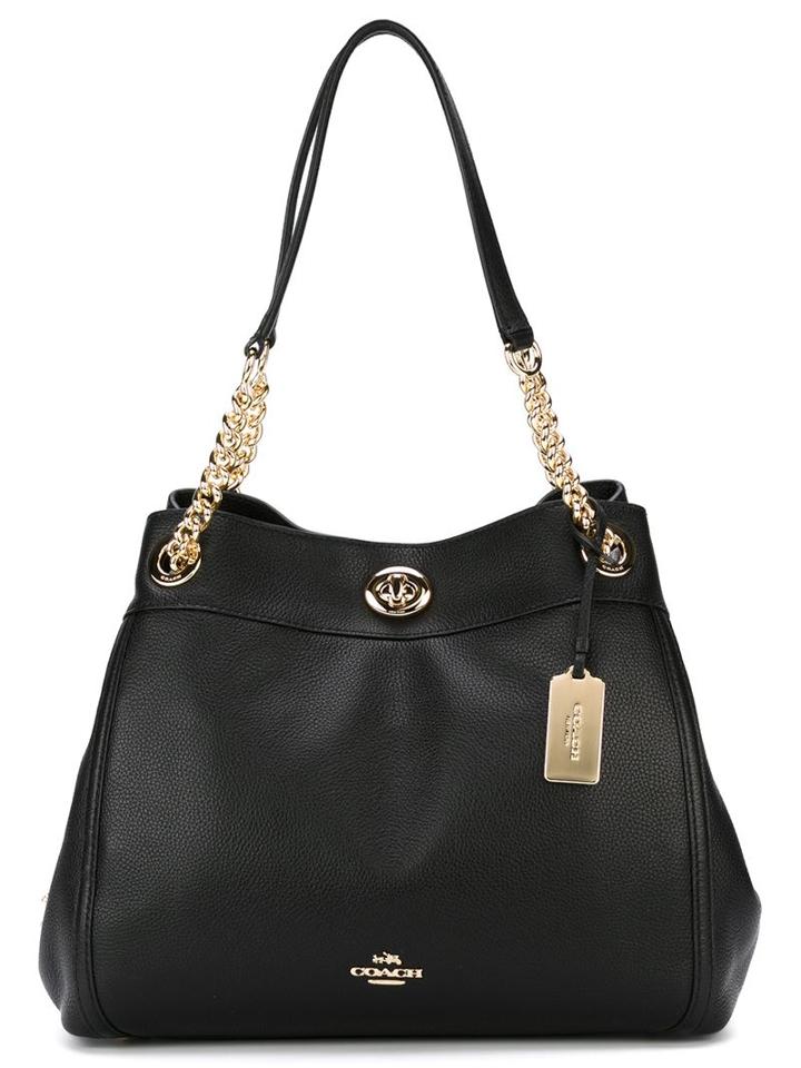 Coach Chain Shoulder Bag, Women's, Black, Leather