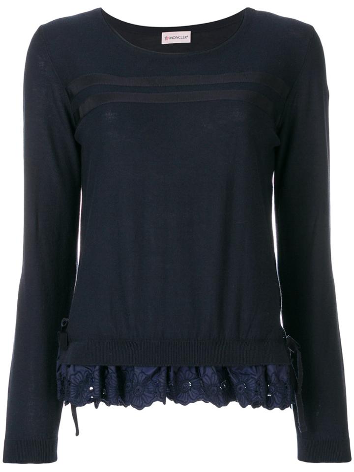 Moncler Frill-trim Fitted Sweater - Blue