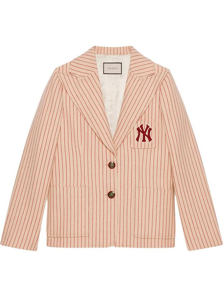 Gucci Silk Wool Jacket With Ny Yankees&trade; Patch - Neutrals