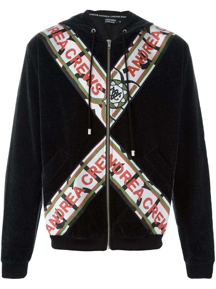 Andrea Crews Striped Zipped Hoodie