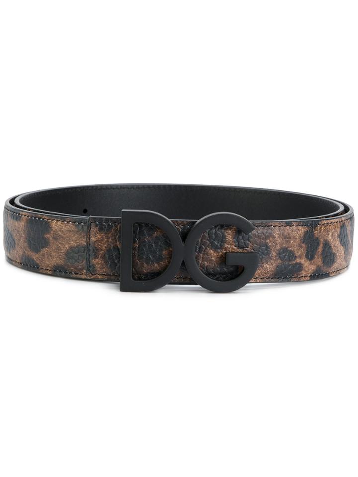 Dolce & Gabbana Leopard Print Belt - Black