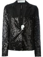 Victoria Beckham Sequinned Blazer, Women's, Size: 12, Black, Polyester/silk/brass