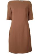 Nina Ricci Knitted Boat Neck Dress, Women's, Size: 36, Brown, Wool/polyamide