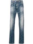 Philipp Plein Logo Print Straight Leg Jeans - Blue