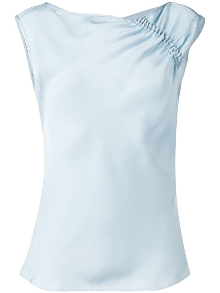Giorgio Armani Gathered Shoulder Silk Blouse - Blue