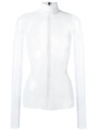 Maticevski High Neck Sheer Blouse, Size: 10, White, Polyester/spandex/elastane