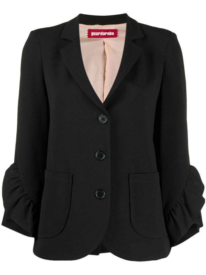 Guardaroba Ruffled Sleeve Blazer - Black