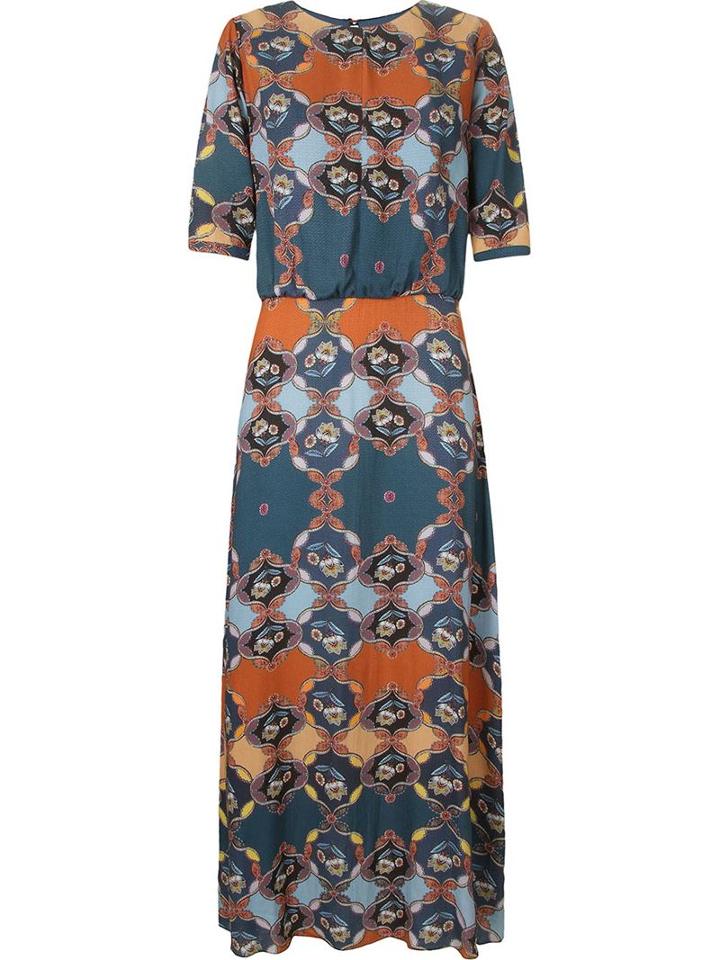 Emannuelle Junqueira Abstract Print Crew Neck Gown, Women's, Size: 40, Blue, Viscose