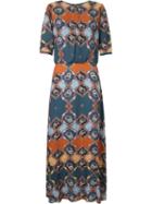 Emannuelle Junqueira Abstract Print Crew Neck Gown, Women's, Size: 40, Blue, Viscose