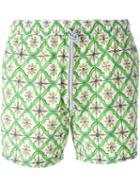 Capricode Printed Swim Shorts, Men's, Size: M, Green, Polyamide