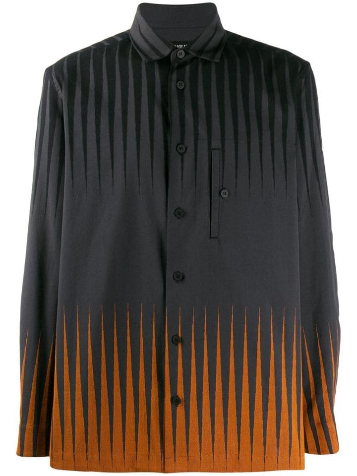 Issey Miyake Men Backgammon Stripe Shirt - Grey