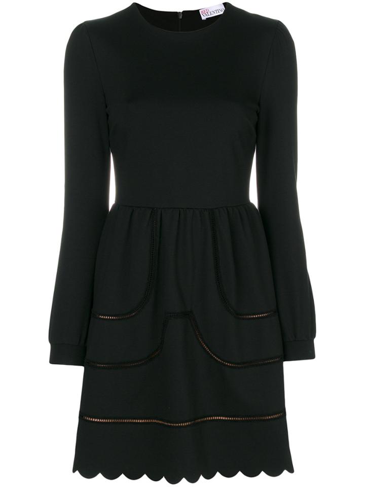 Red Valentino Scalloped Hem Dress - Black