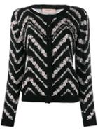 Twin-set Chevron Patterned Cardigan - Black