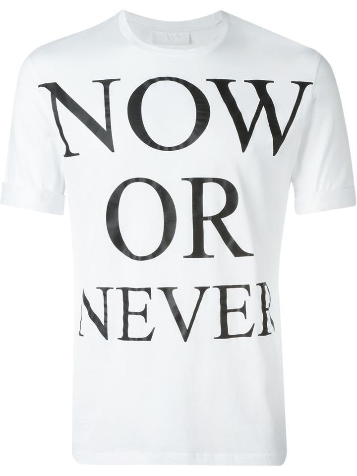 Neil Barrett Now Or Never T-shirt, Men's, Size: Small, White, Cotton