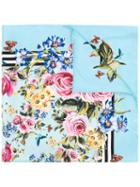 Dolce & Gabbana - Floral Square Scarf - Women - Silk - One Size, Women's, Blue, Silk
