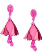 Oscar De La Renta Beaded Drop Earrings - Pink & Purple