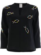 Maison Rabih Kayrouz Crystal-embroidered Blouse - Black