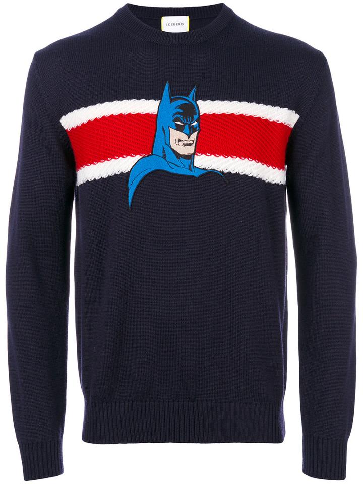 Iceberg - Batman Top - Men - Acrylic/wool - Xl, Blue, Acrylic/wool