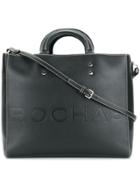 Rochas Large Contrast Stitch Tote - Black