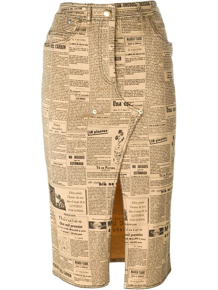 John Galliano Vintage Gazette Print Pencil Skirt