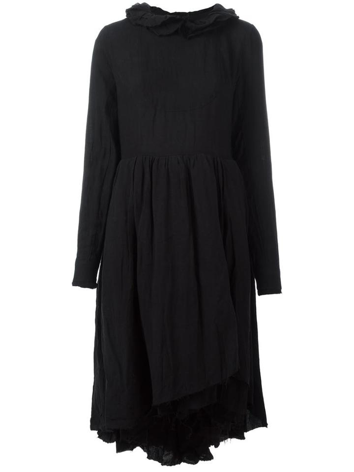 Aleksandr Manamïs Ruffle Collar Dress, Women's, Size: Ii, Black, Linen/flax/polyester