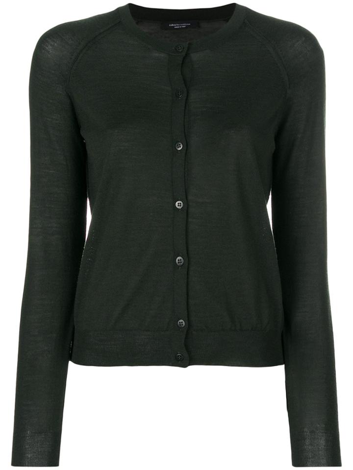 Roberto Collina Round Neck Cardigan - Green