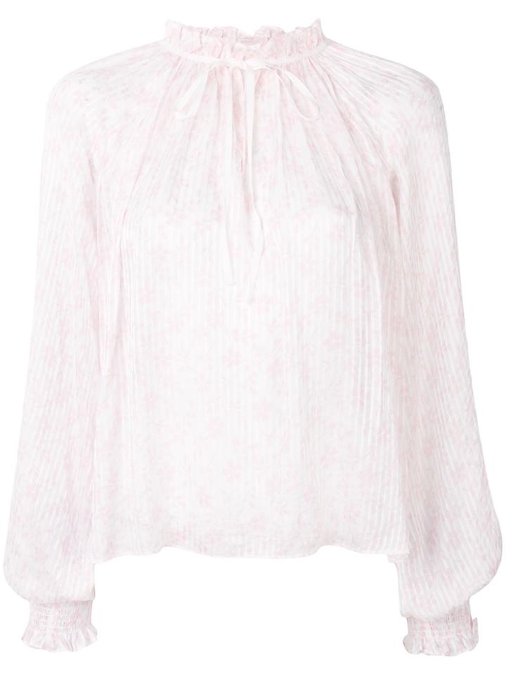 Ulla Johnson Floral Print Striped Blouse - Pink & Purple